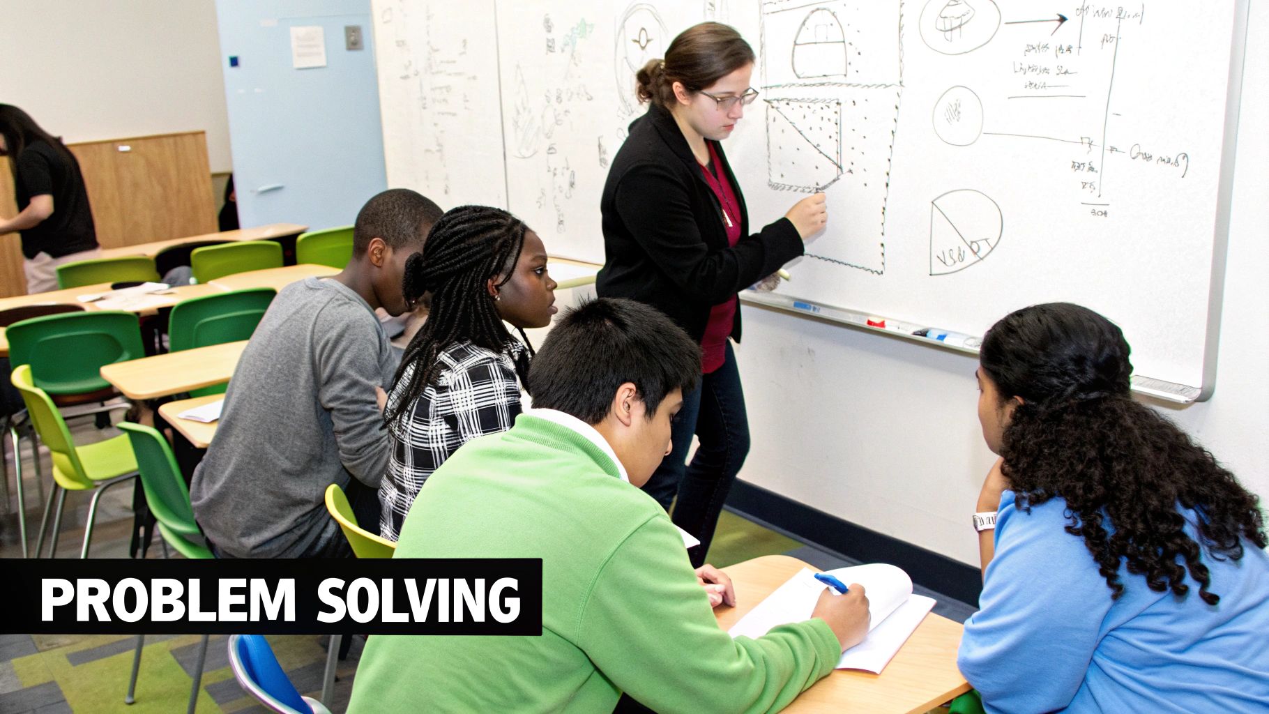 Students working together on a complex problem