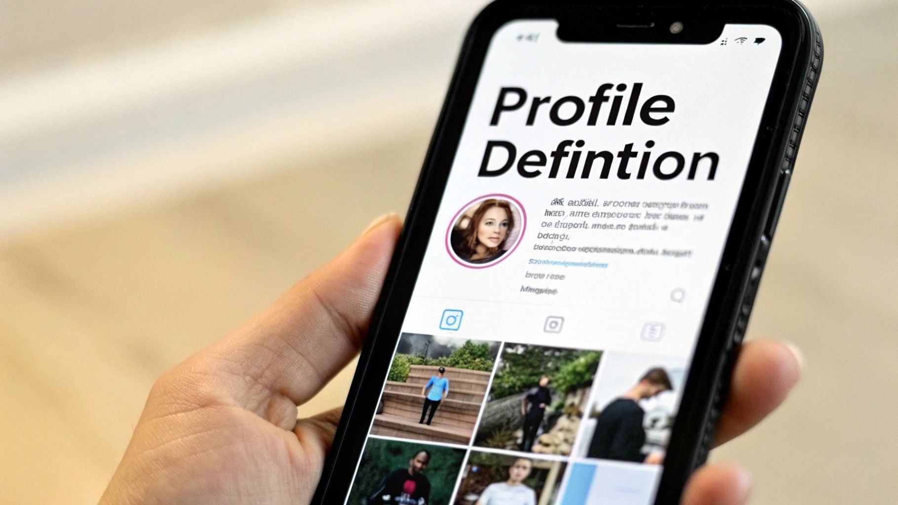 A person holding a smartphone displaying the Instagram app, symbolizing their digital identity.
