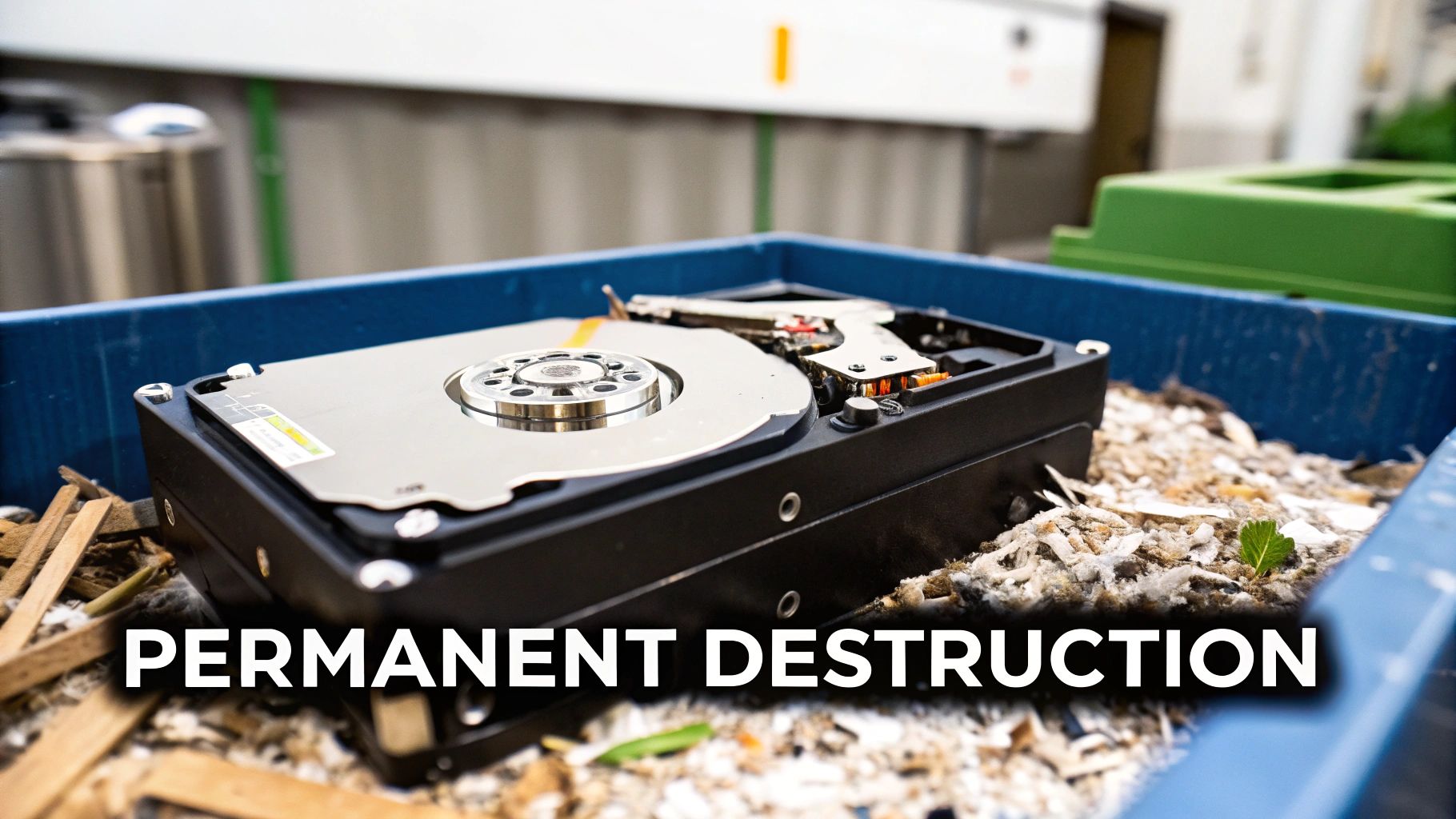 Industrial shredder blades close-up, showing their power and precision.