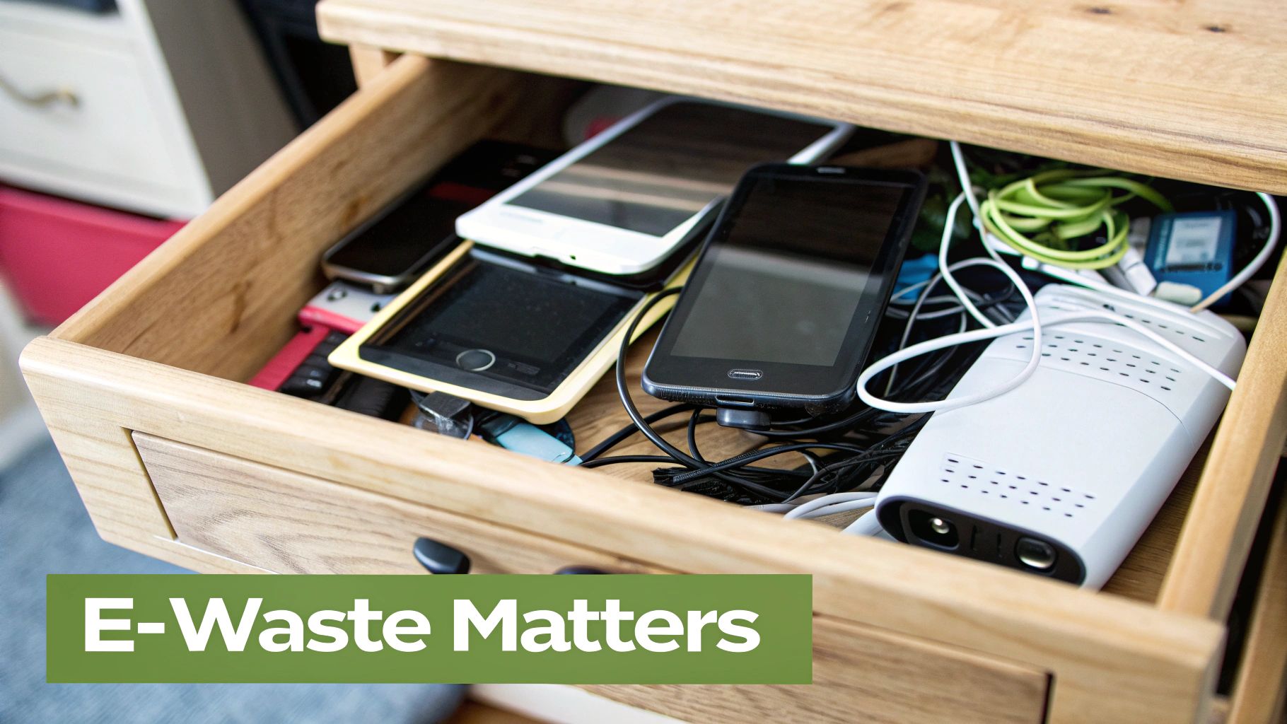 Person holding a circuit board, symbolizing the internal components of electronics that need recycling.