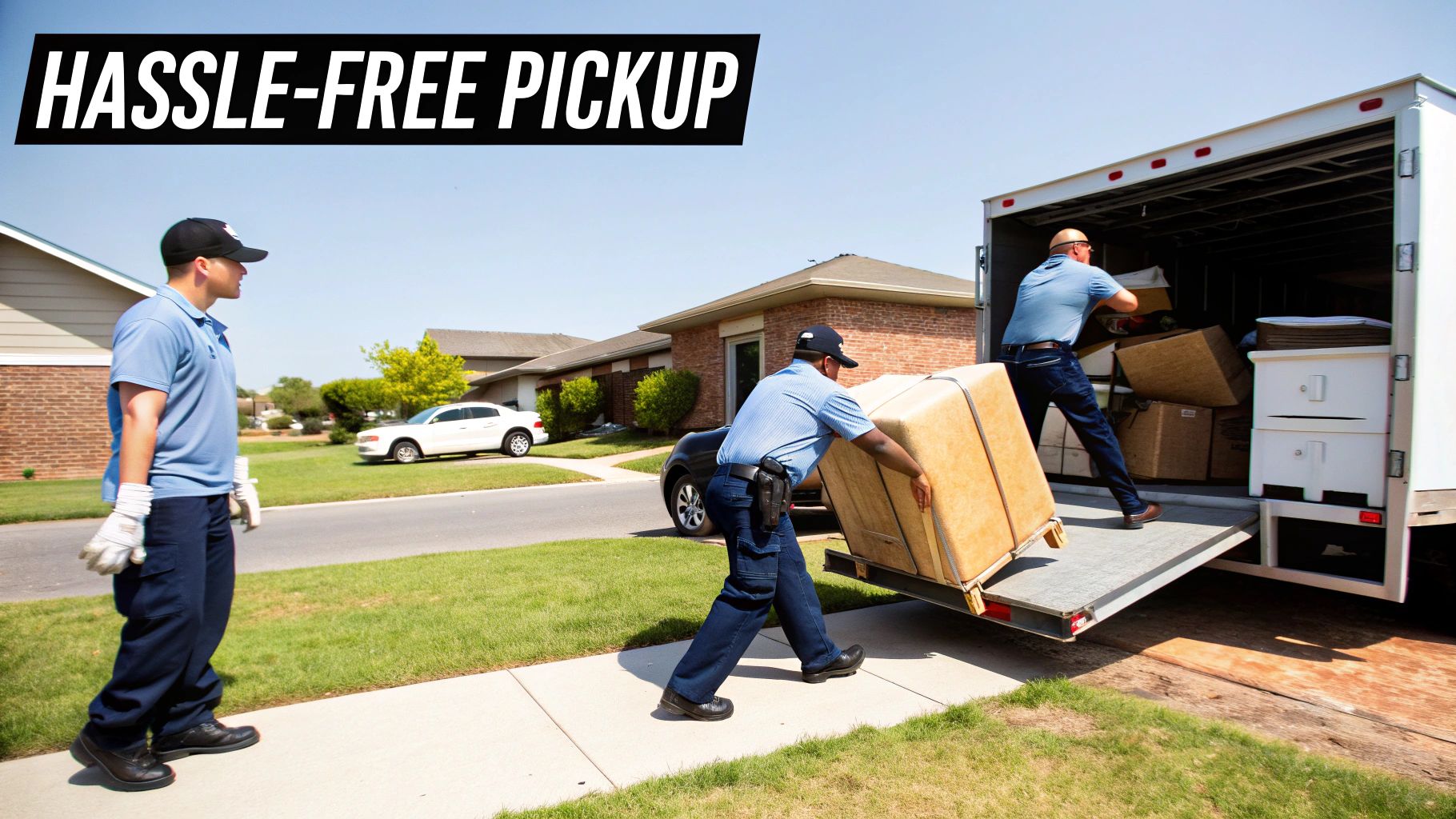 A friendly junk removal crew member providing a quote on-site.
