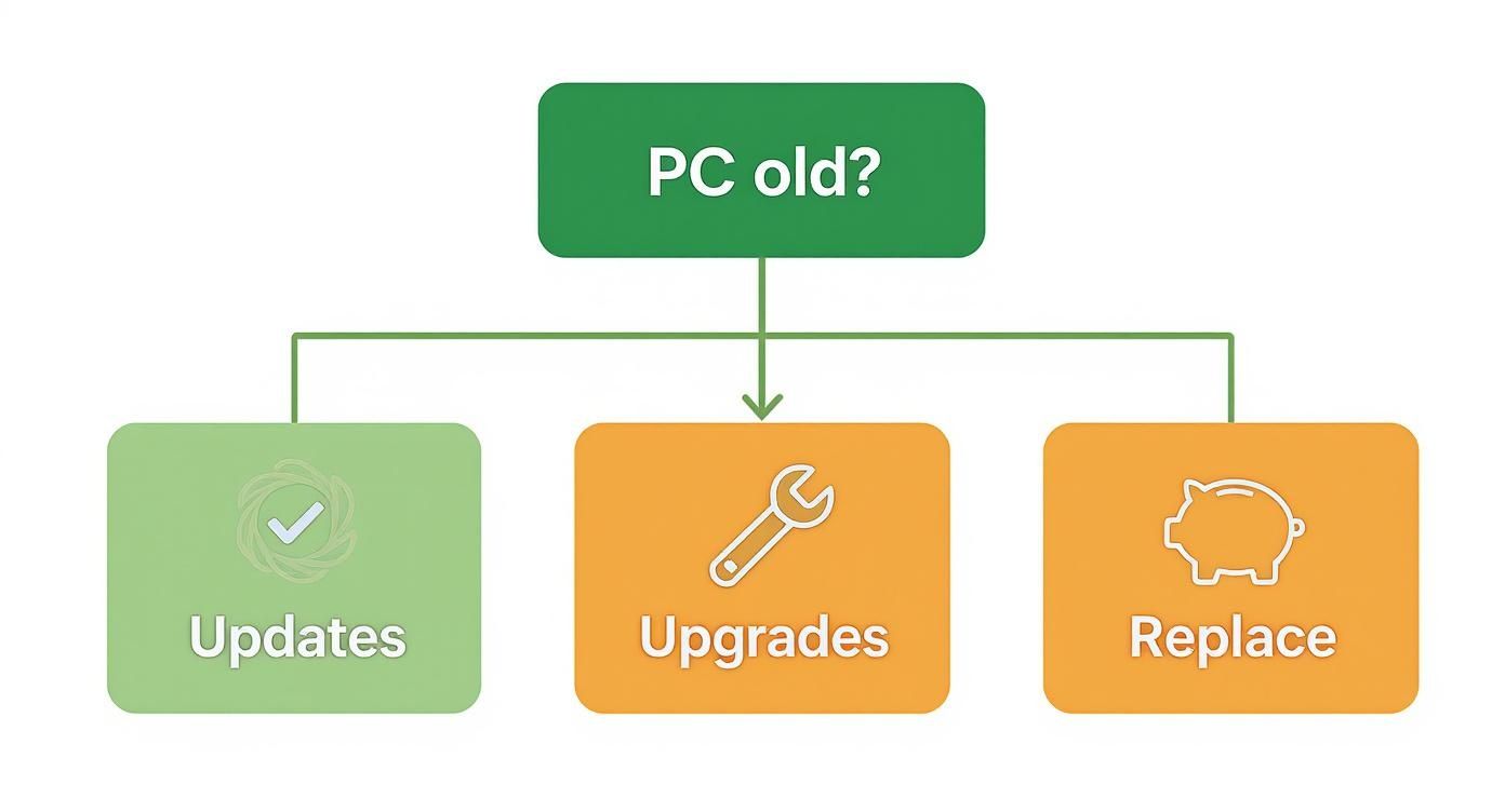 Infographic about how to tell how old your computer is