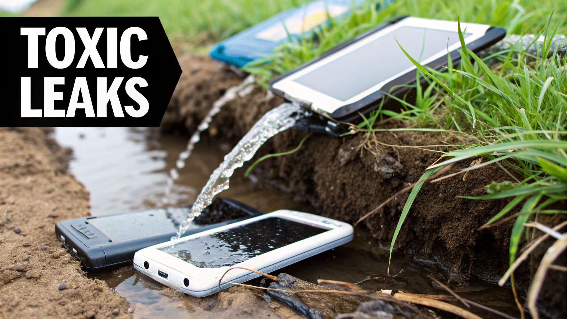 Toxic runoff from a landfill containing electronic waste