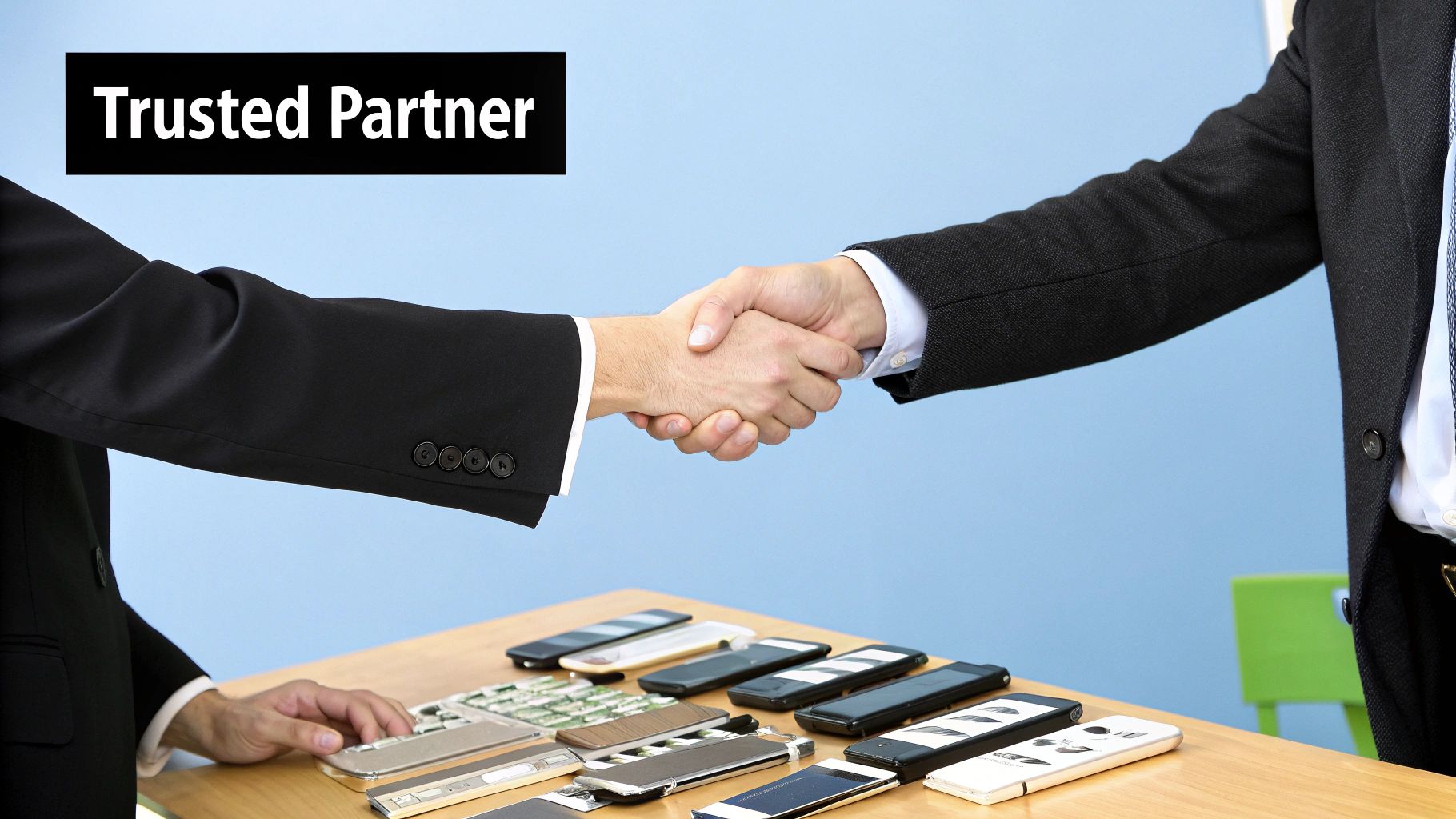 A person in a warehouse surrounded by boxes of electronics for recycling.