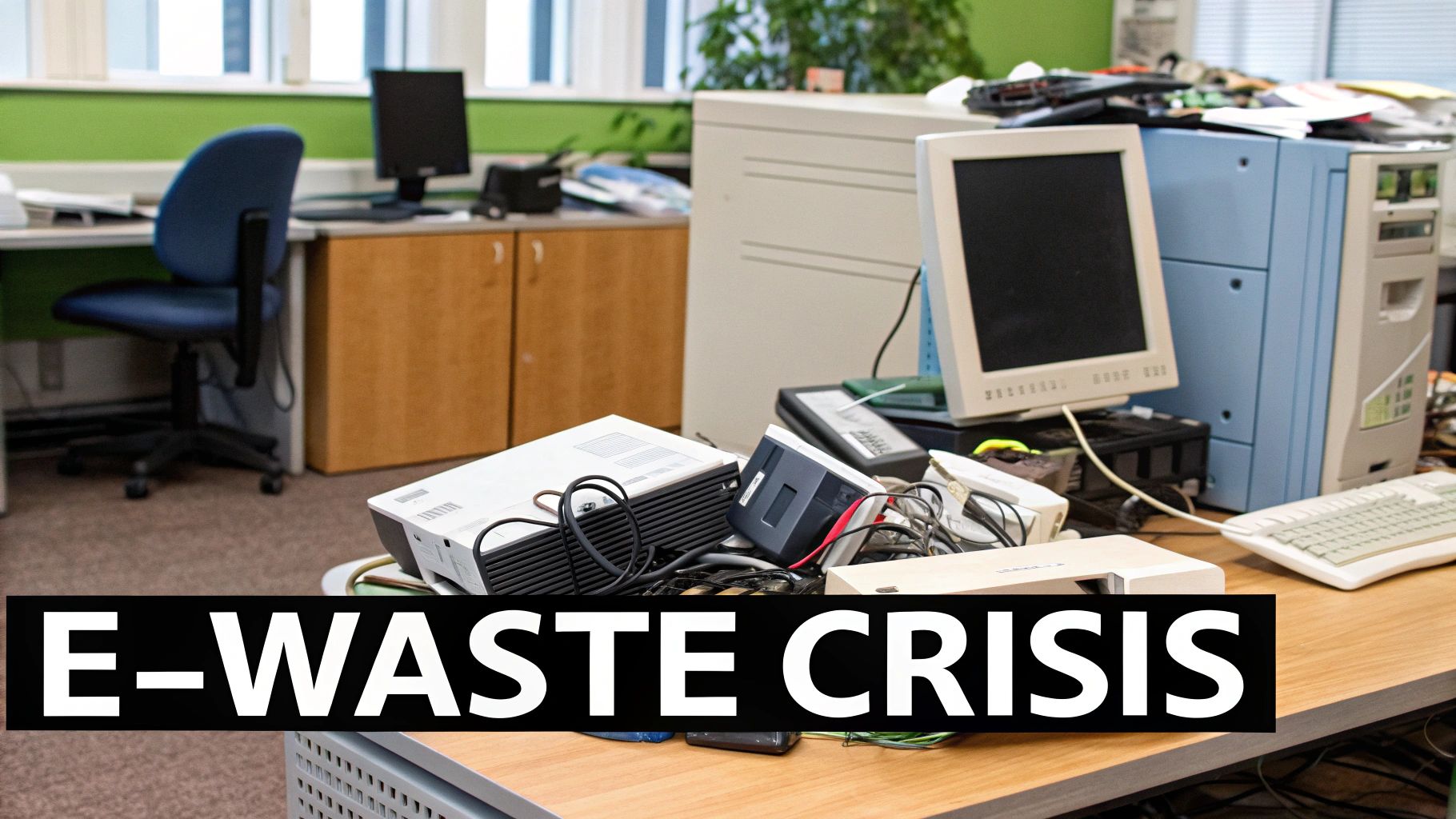 Pile of discarded electronic devices and components