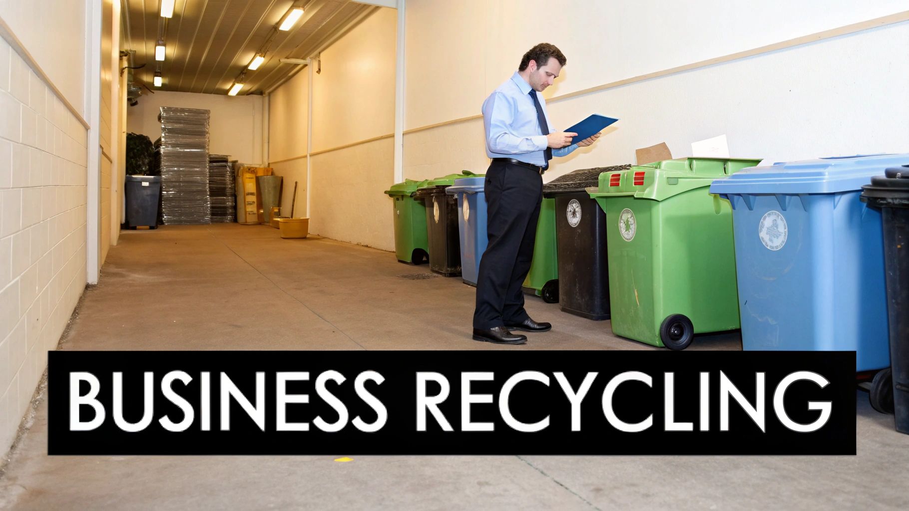 A person sorting cardboard boxes for recycling in a business setting.