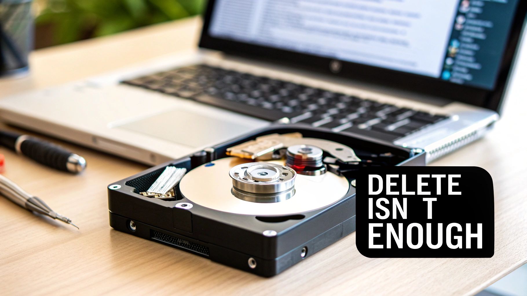 A pile of shredded hard drive components, illustrating the physical destruction process.