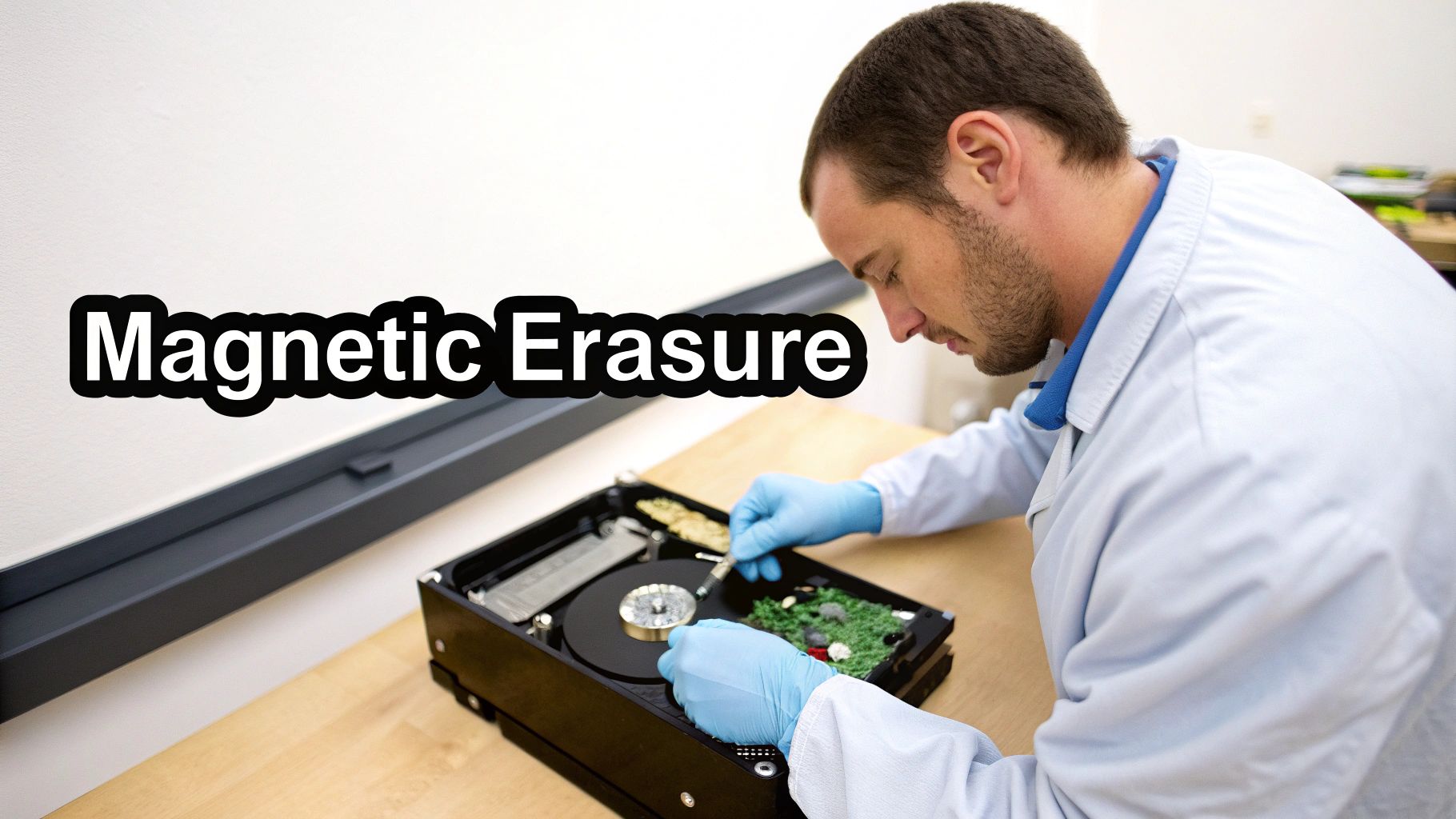 A high-tech degaussing machine in a secure facility.