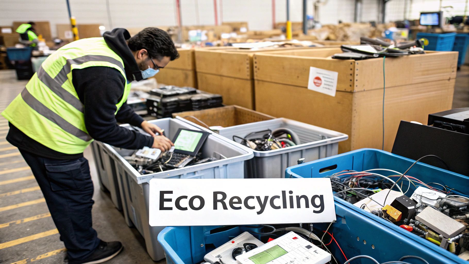 A pile of recyclable materials like electronics and metals sorted for processing