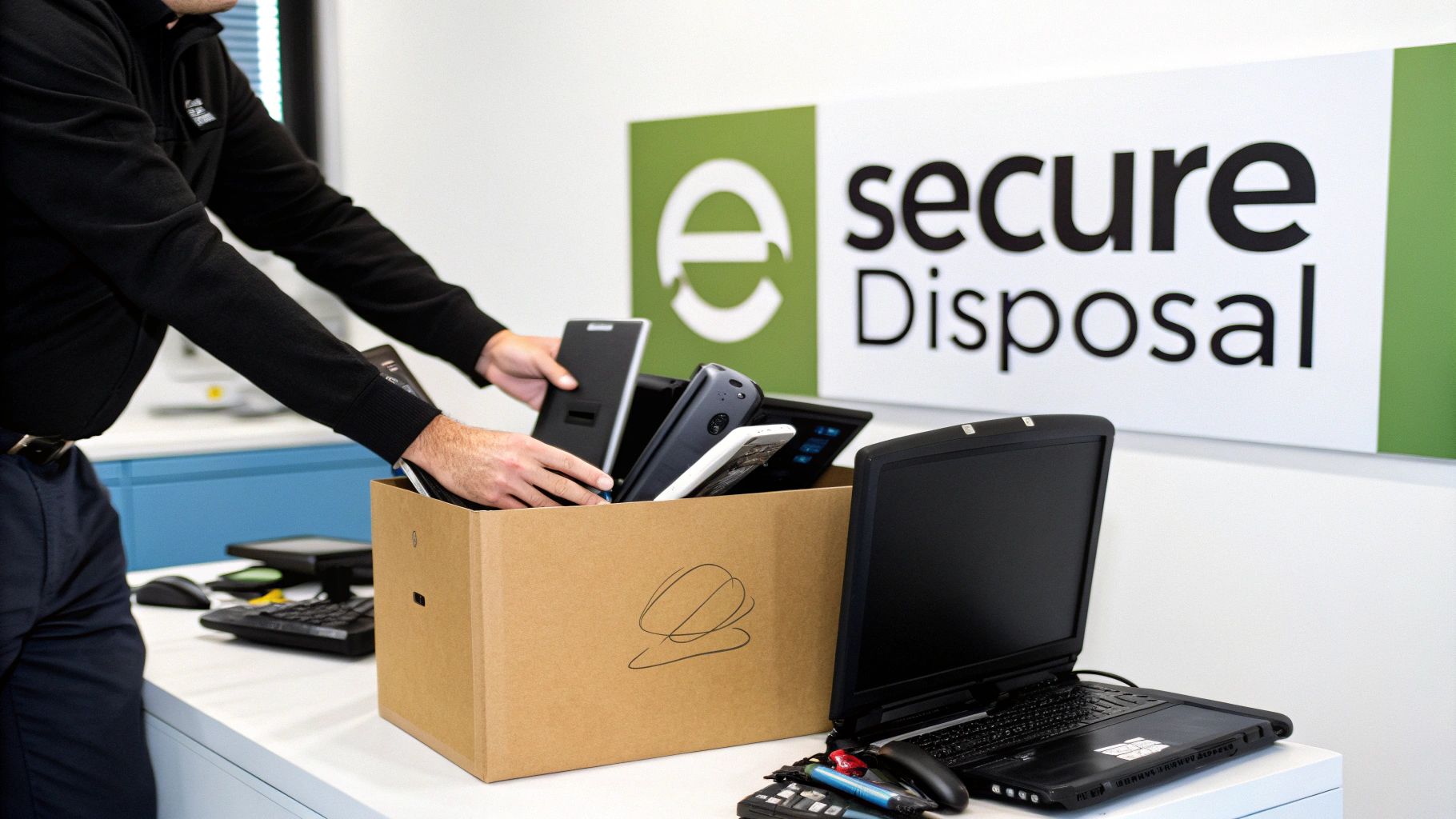 A pile of tangled electronic cables and devices ready for disposal.