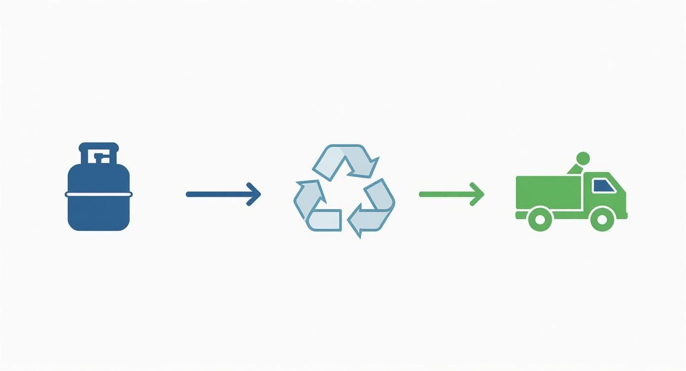 Infographic about how do you dispose of a gas grill