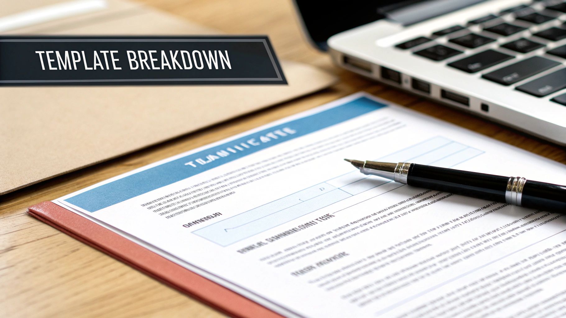 Certificate of destruction template breakdown with a pen on a document, emphasizing details for compliance and secure data disposal in IT asset management.