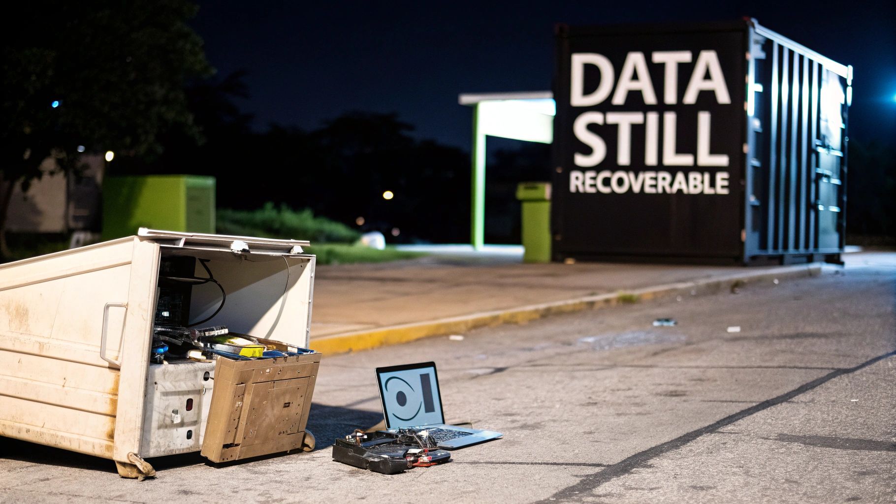 Laptop with a lock icon hovering over the screen, symbolizing data security.