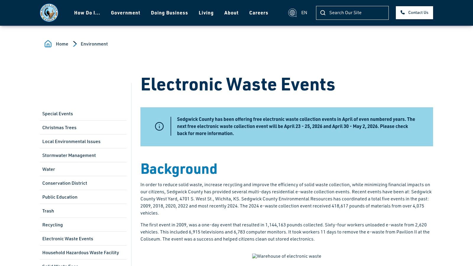 Sedgwick County &ndash; Electronic Waste Events