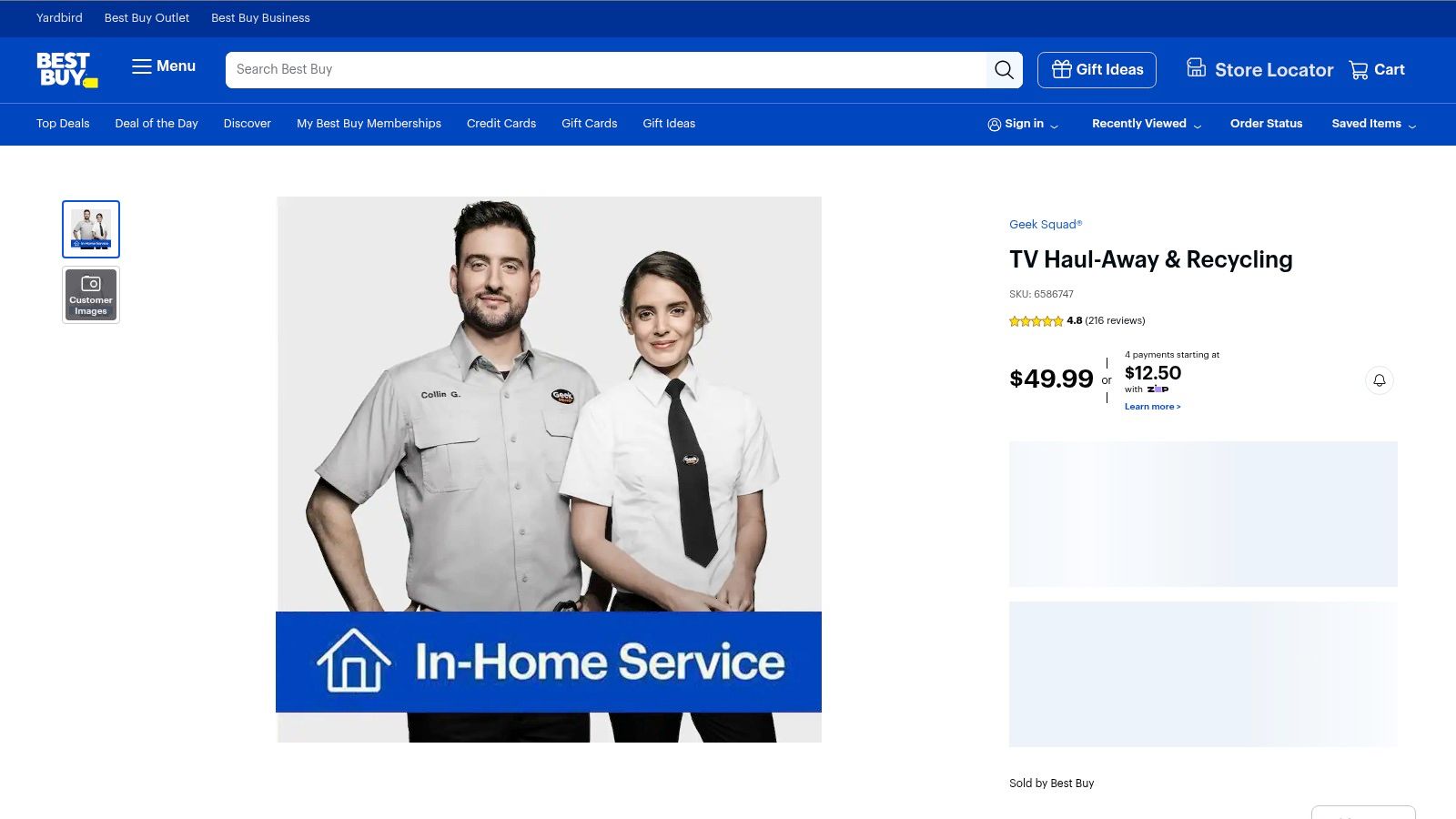 Best Buy – TV Haul‑Away & Recycling (Geek Squad add‑on)