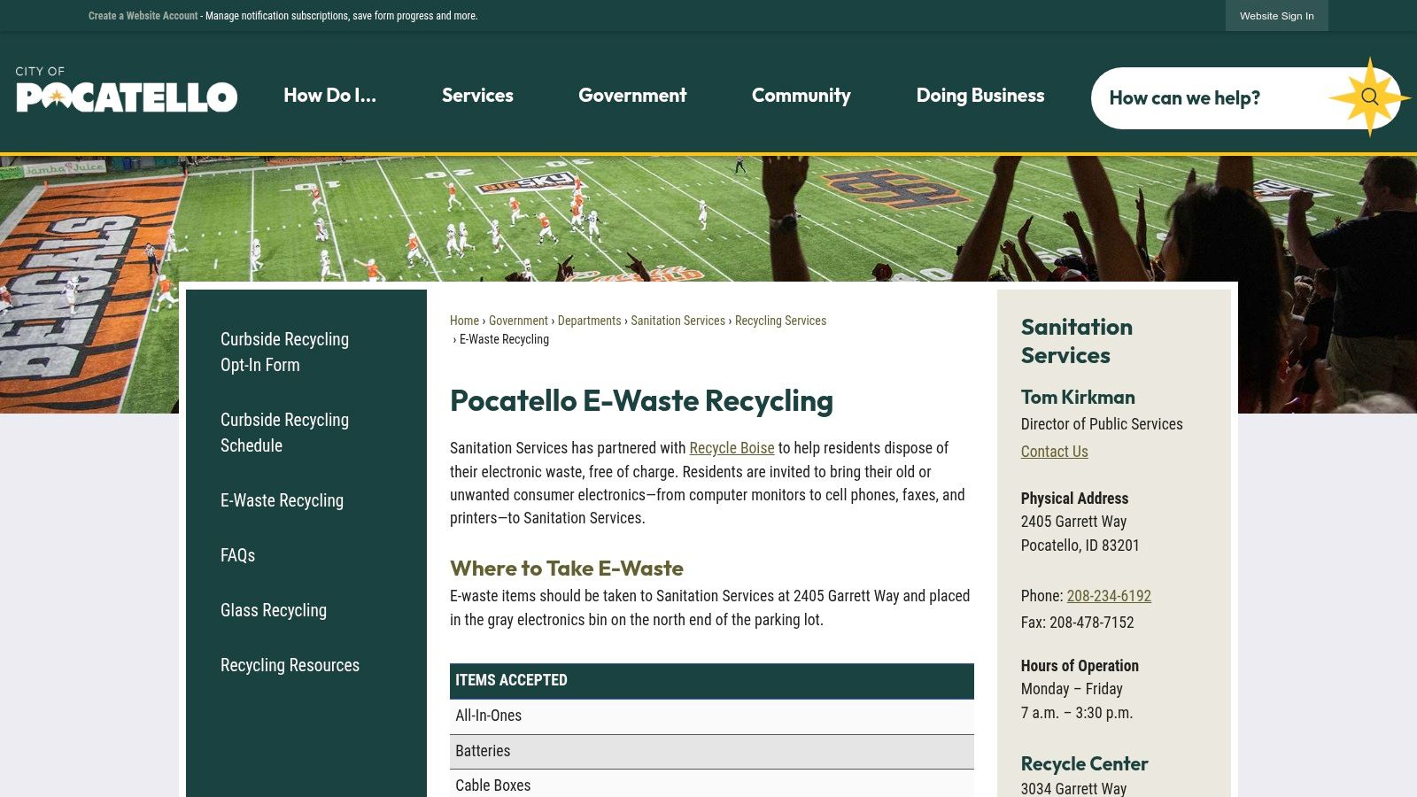 City of Pocatello – E‑Waste Recycling