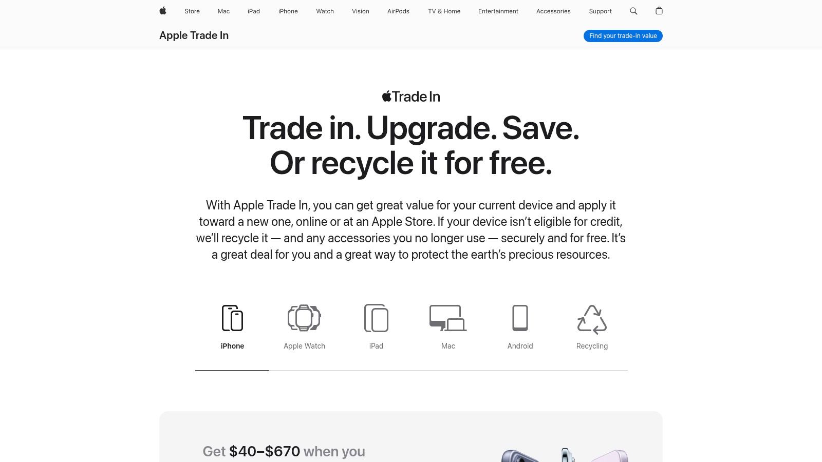 Apple — Trade In and Recycling