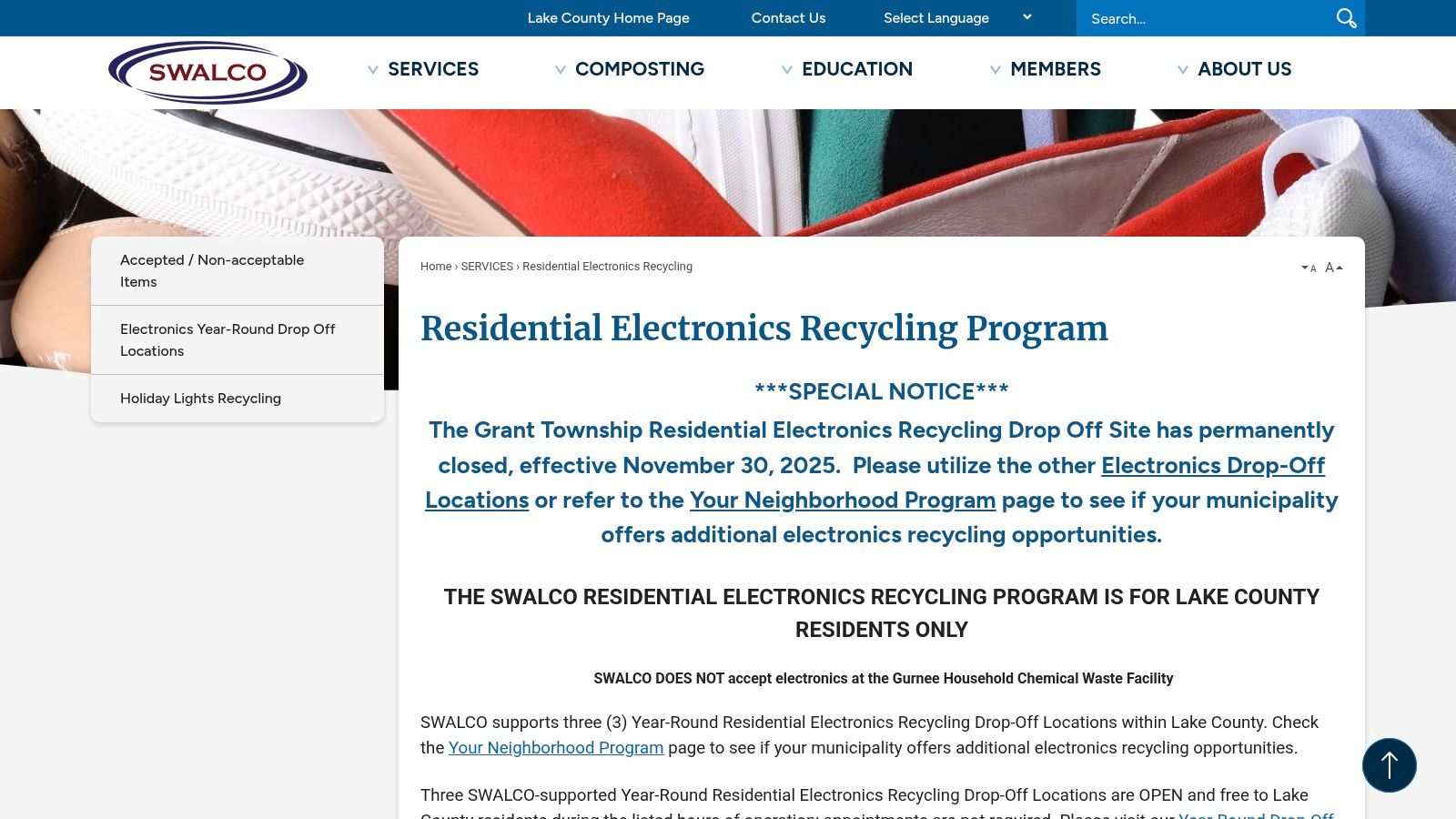 SWALCO (Solid Waste Agency of Lake County) &mdash; Electronics Recycling