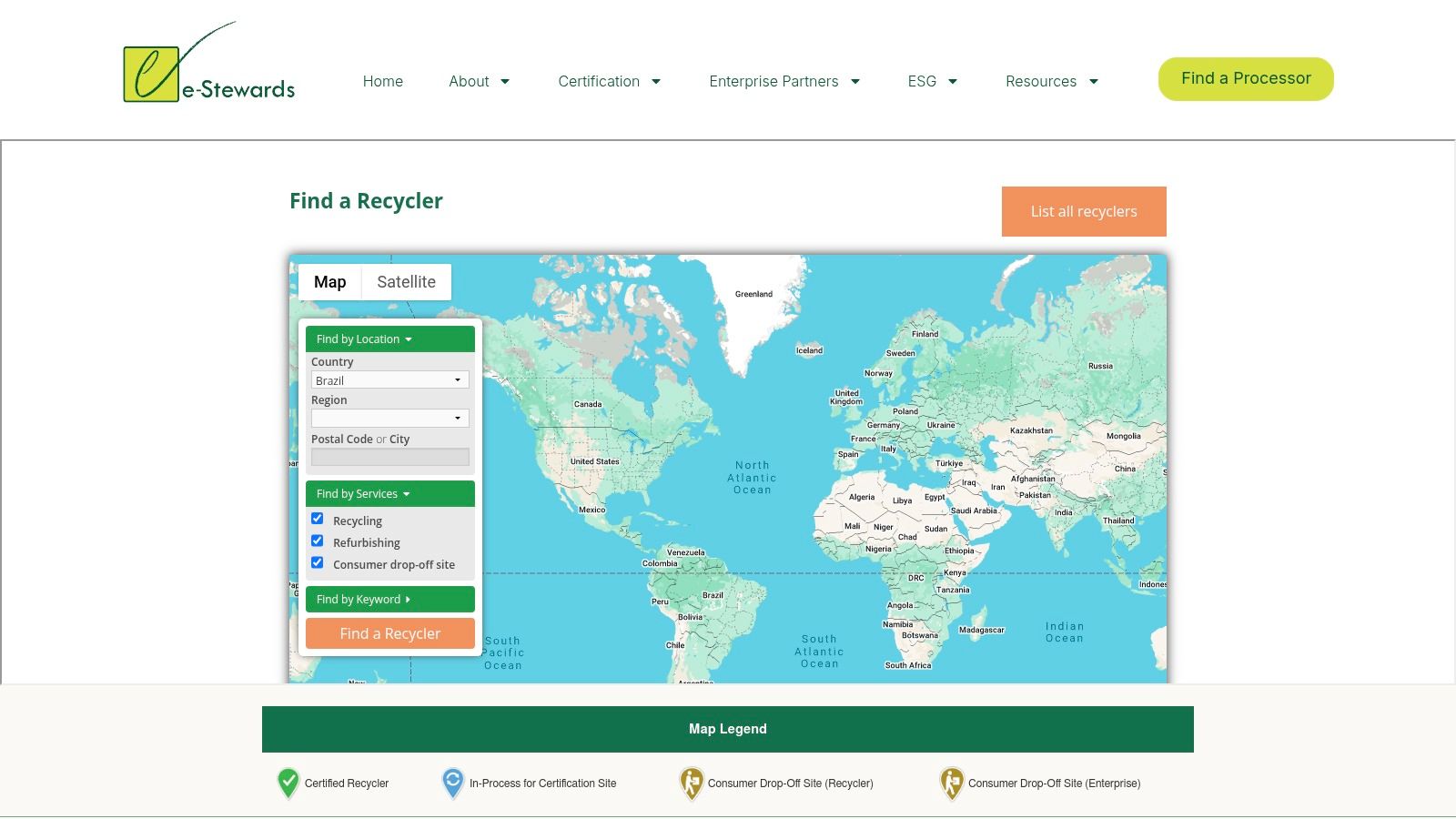 e‑Stewards "Find a Recycler" Directory