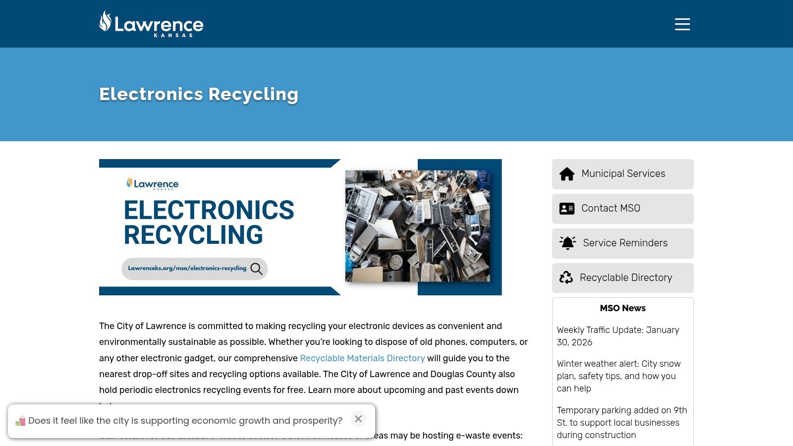 City of Lawrence, KS &ndash; Electronics Recycling