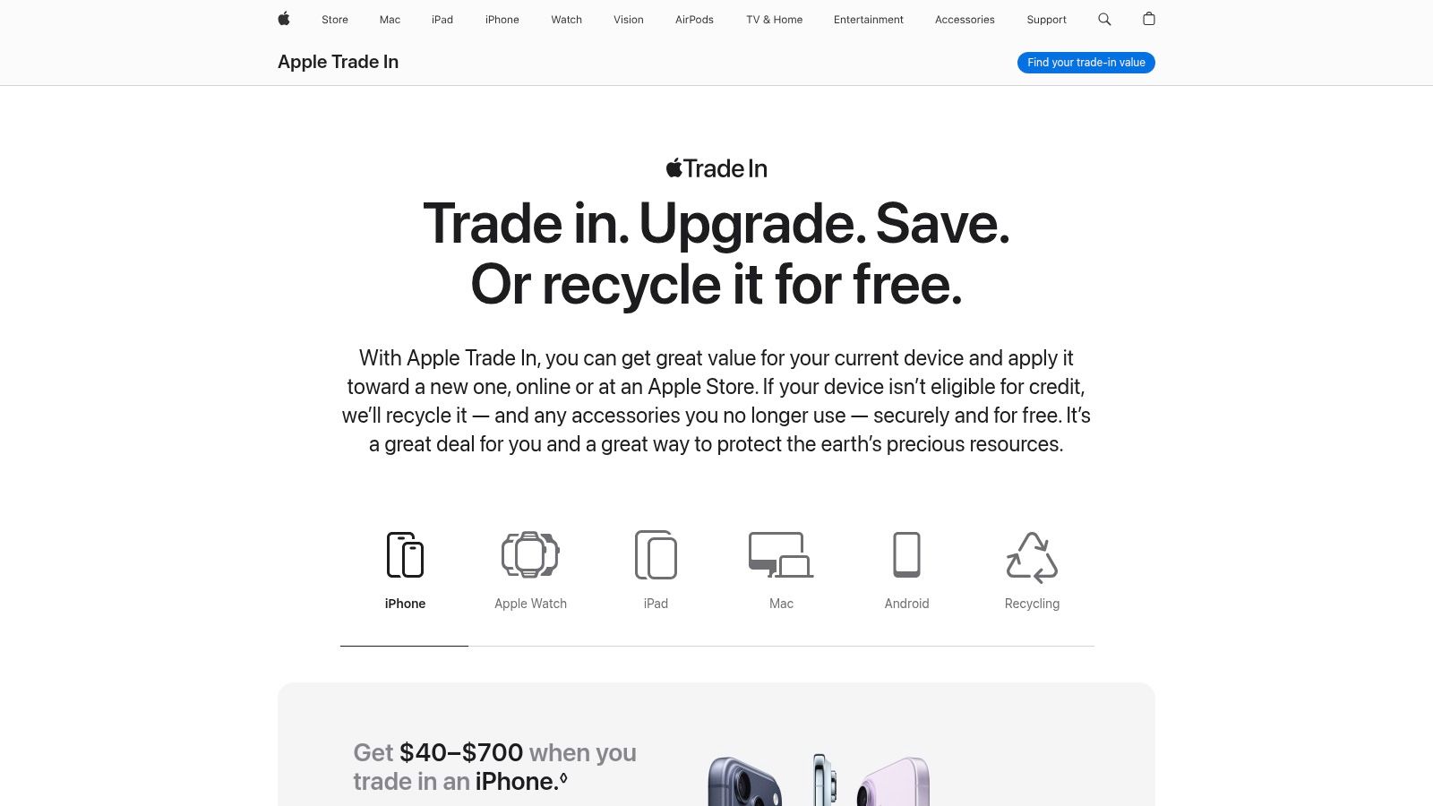 Apple Trade In (and Free Recycling)