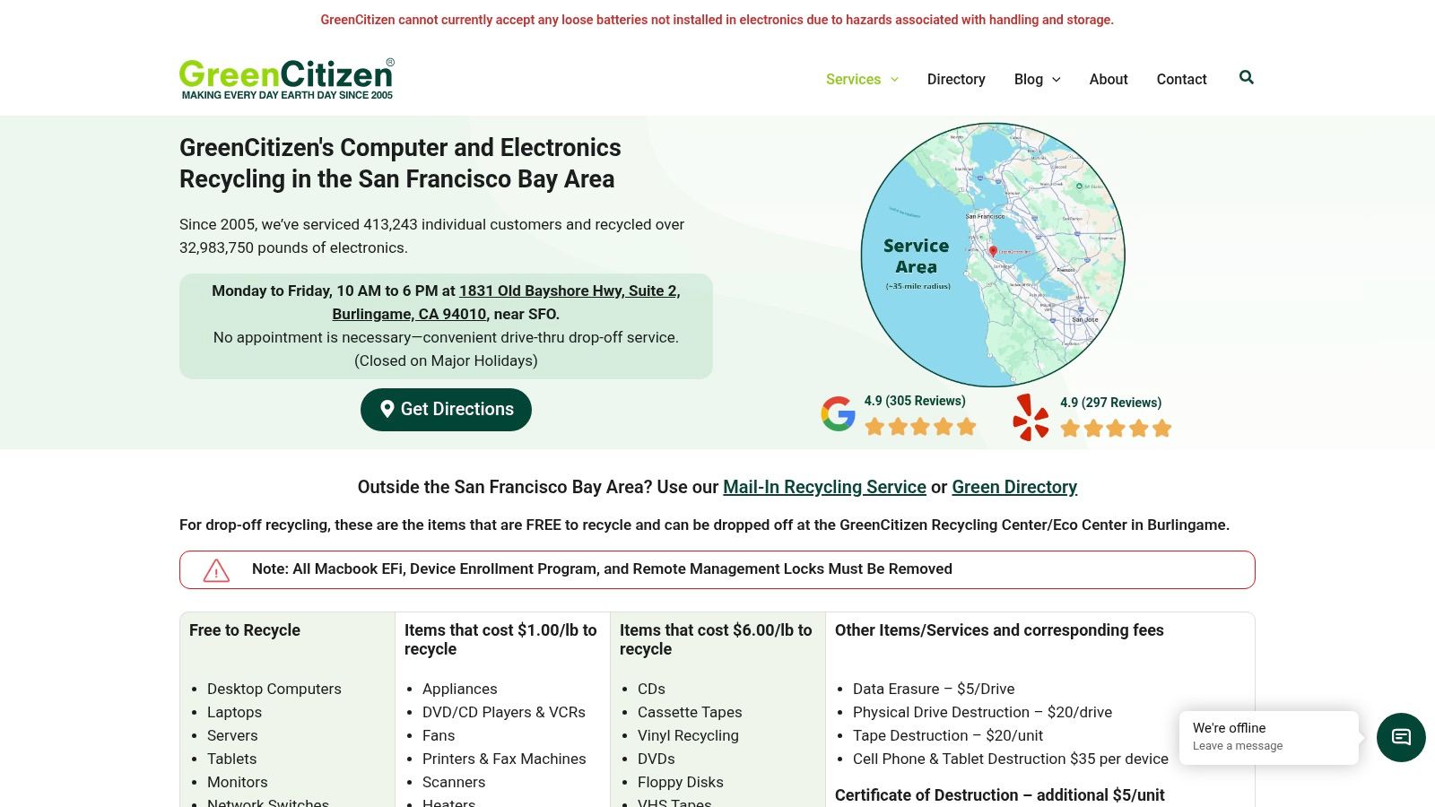 GreenCitizen – Bay Area Drop‑Off + Nationwide Mail‑In