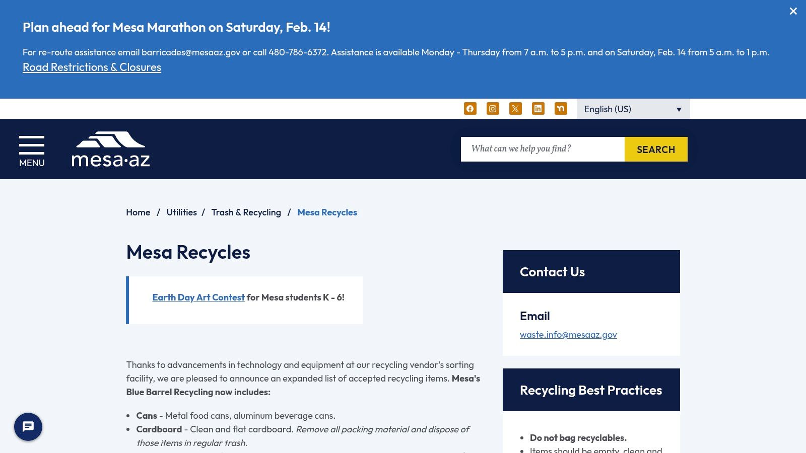 City of Mesa – Mesa Recycles (program hub + Recycle Right wizard)