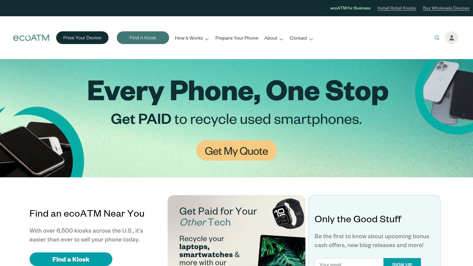 ecoATM – Phone Recycling Kiosks (Cash on the spot)