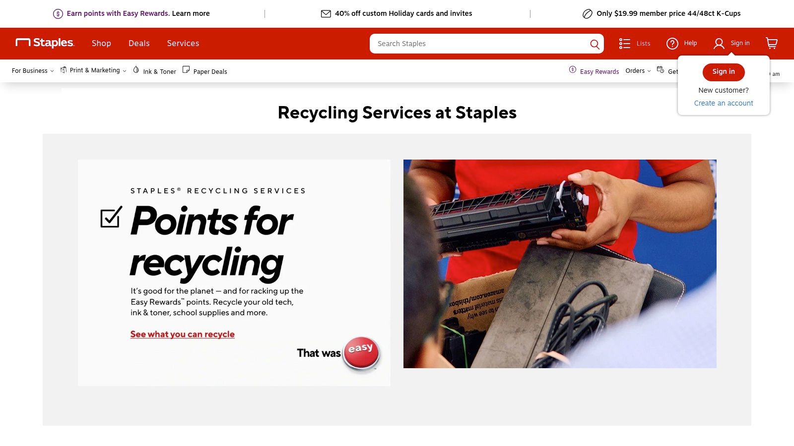 Staples – Free Tech Recycling (In-Store)