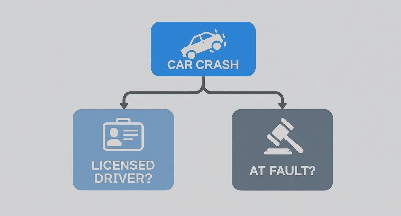 Infographic about unlicensed driver in accident not at fault