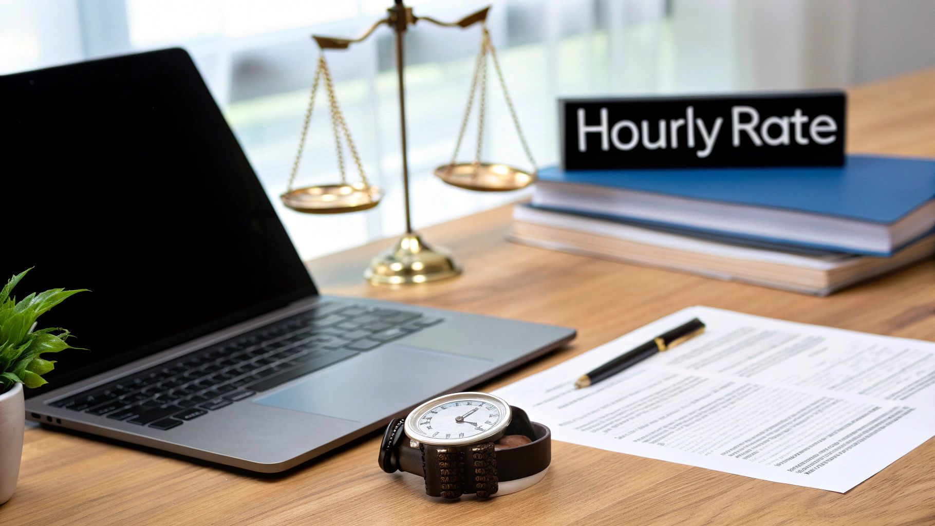 Lawyers meeting in a modern city office building.