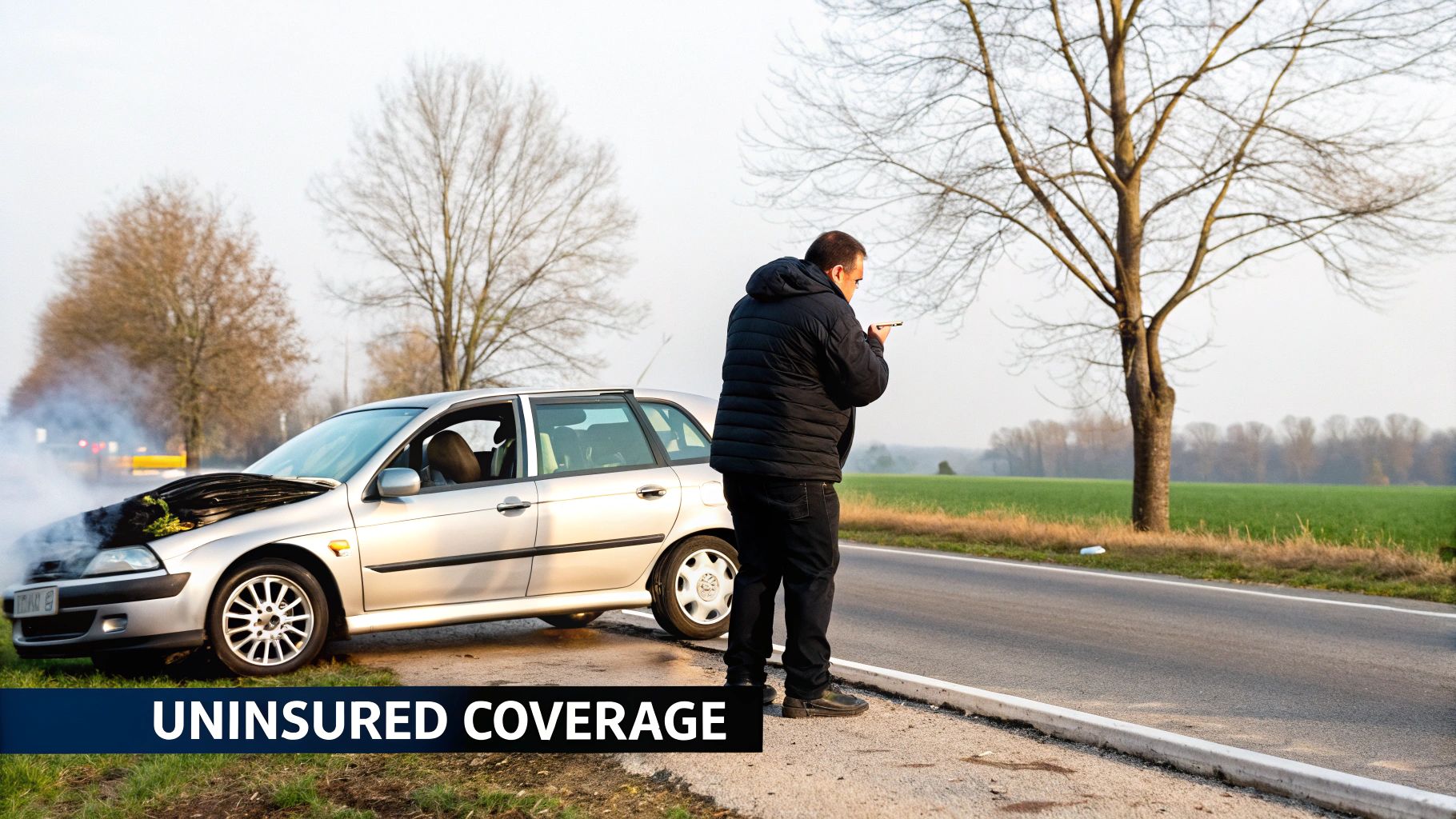 A person looking worried while reviewing their insurance policy after a car accident