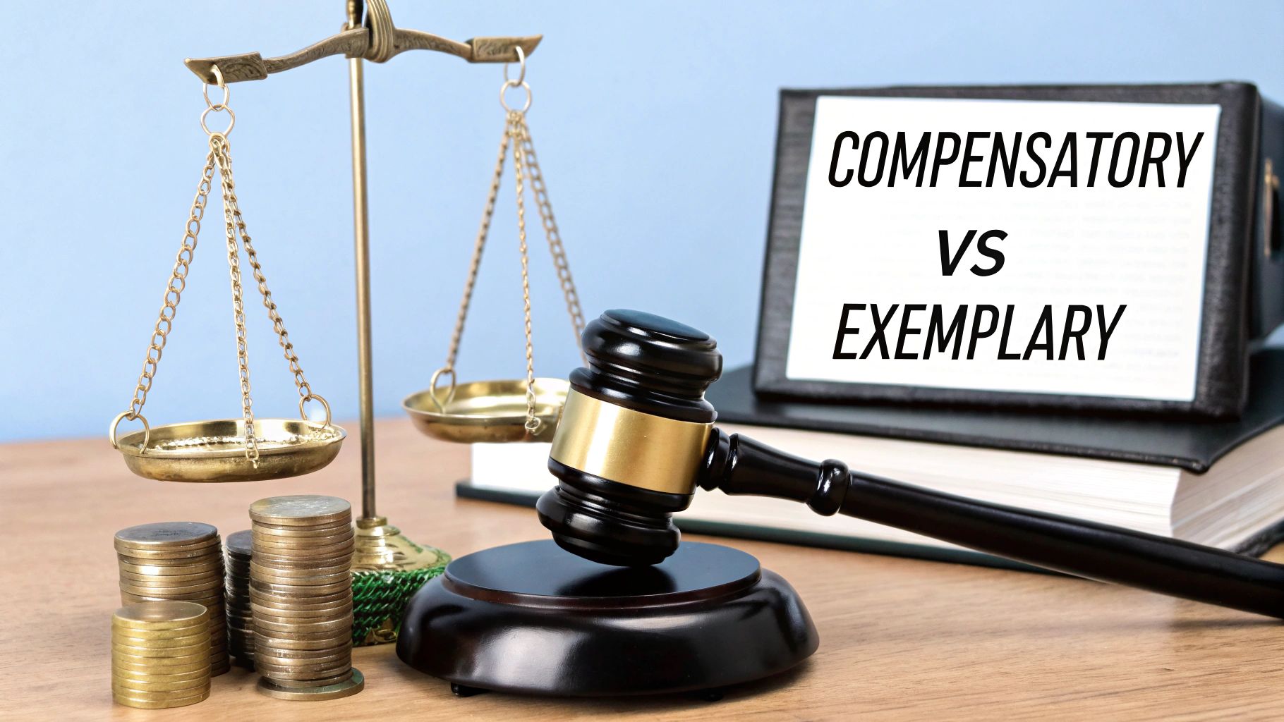 A close-up shot of a courtroom bench with a gavel, symbolizing legal judgment and accountability.