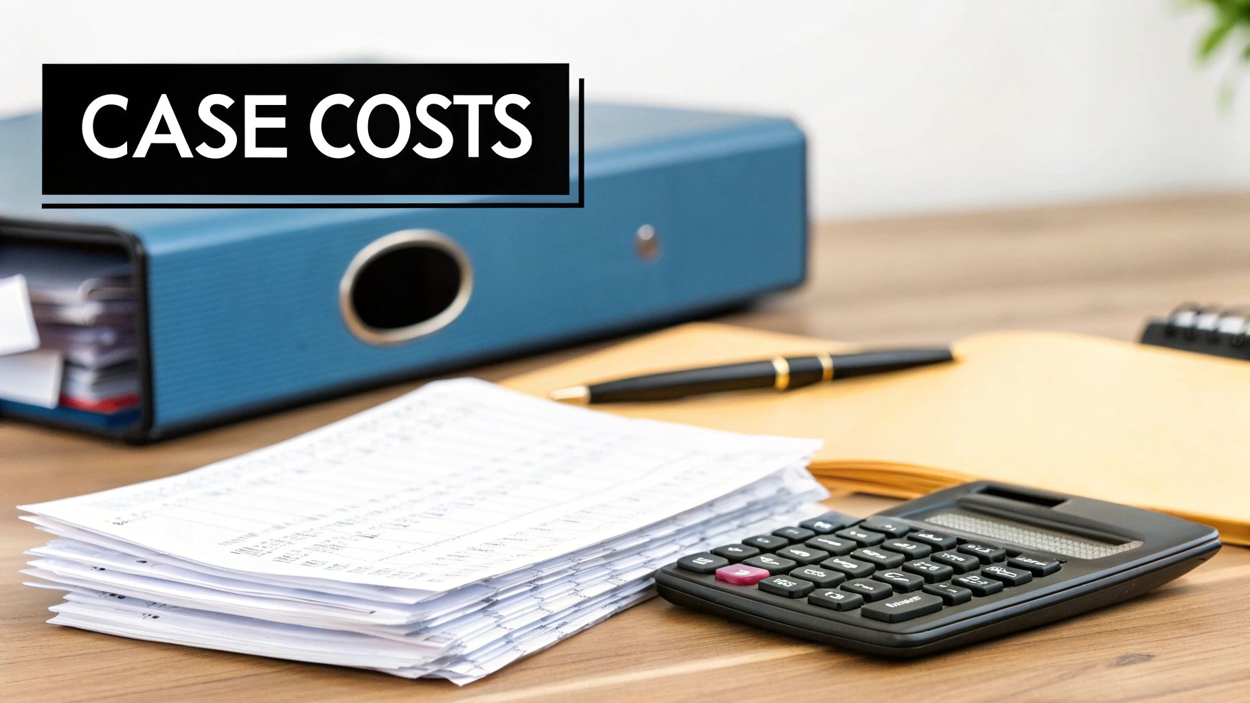 A person reviewing legal documents at a desk, looking organized.