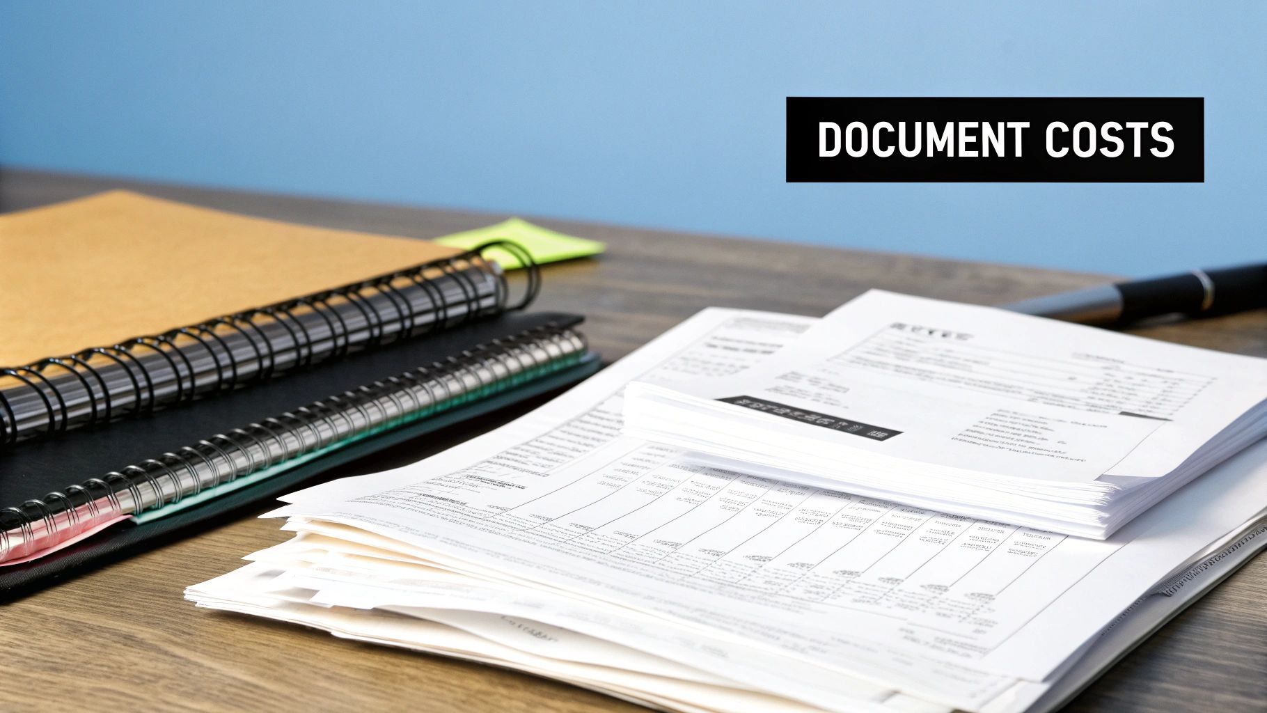 A person carefully organizing receipts and documents on a desk.