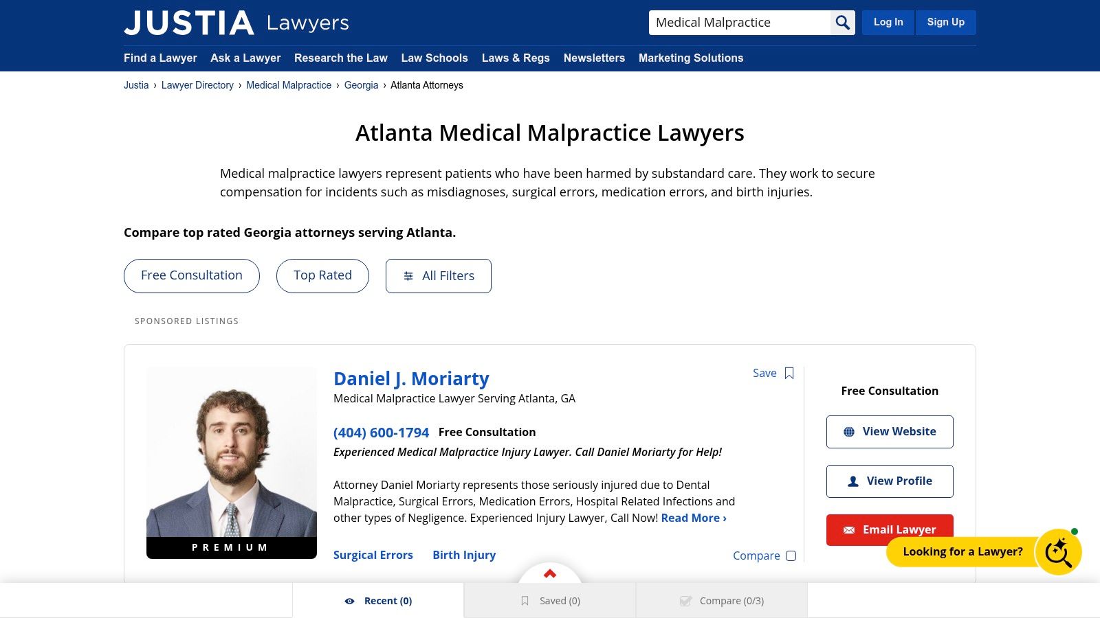 Justia Lawyer Directory – Best Medical Malpractice Lawyers in Atlanta
