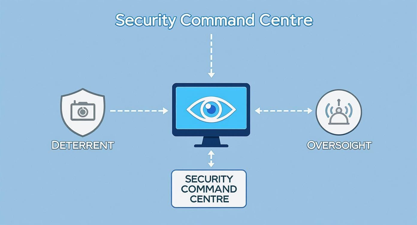 Infographic about surveillance camera with monitor