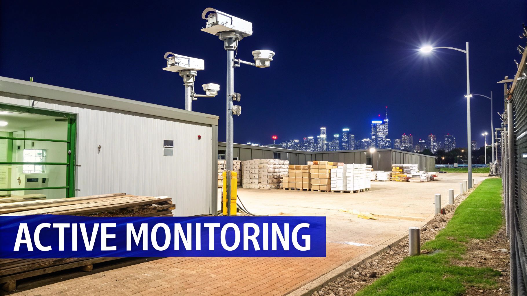 Security cameras monitoring a construction site.