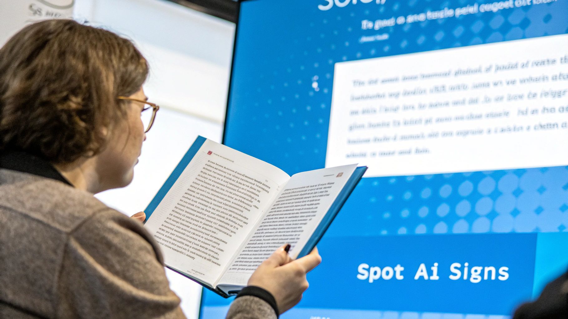 A person editing text on a laptop, symbolizing the human touch needed to refine AI content.