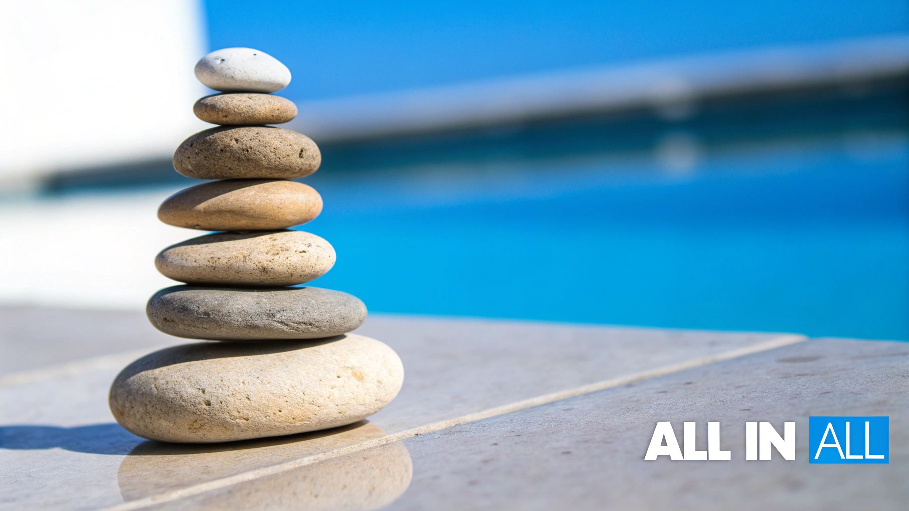 A person looking at a big picture made of many smaller photos, representing 'All in all'.