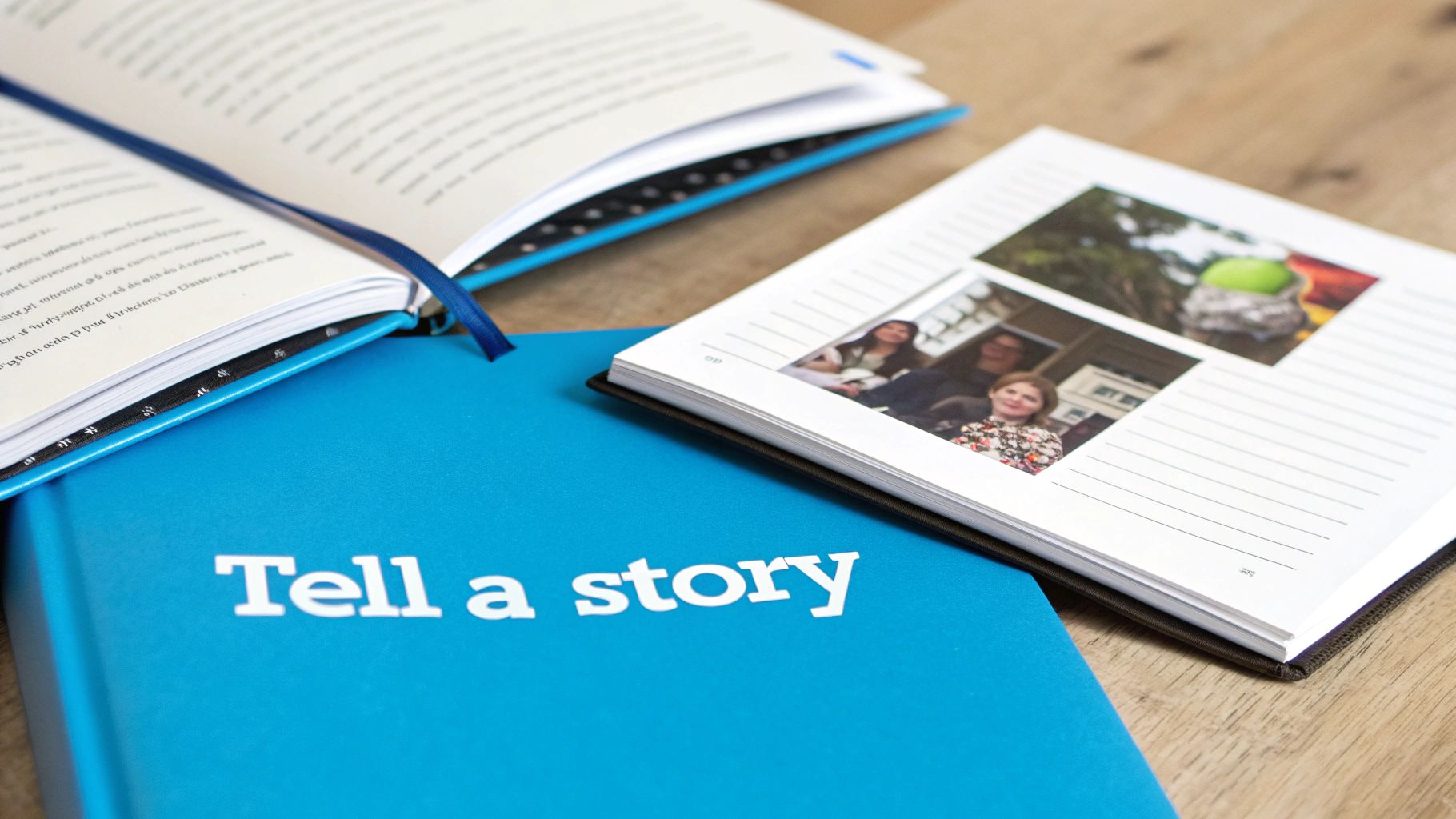 A person sharing a story with another person, illustrating the connection made through anecdotes.