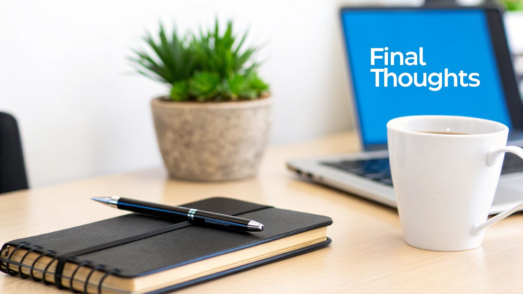 A person writing 'In conclusion' in a notebook, signifying the start of a final summary.