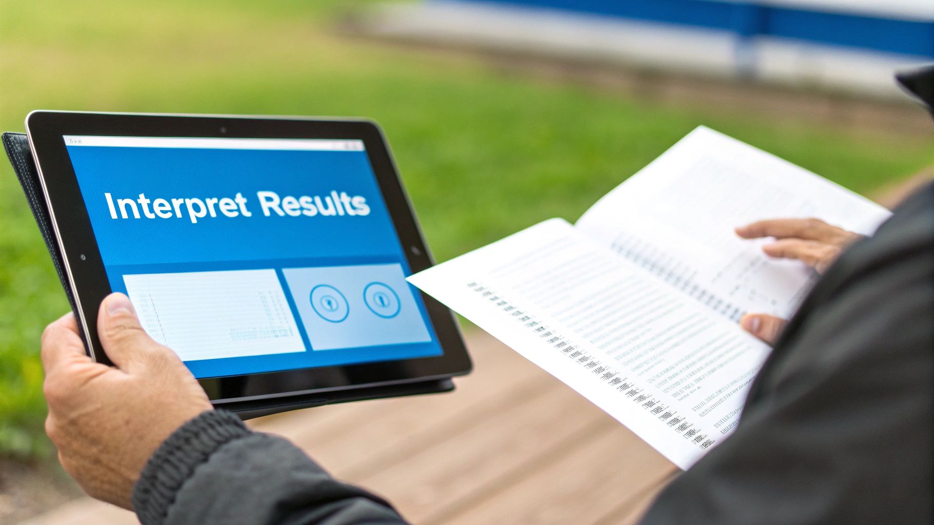 A person analyzing charts and data on a computer screen, representing the process of understanding AI checker results.