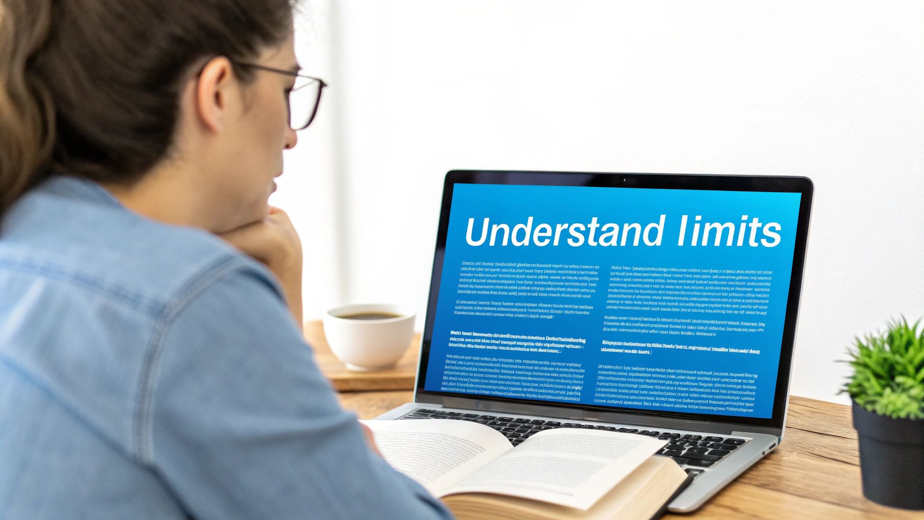 A person working on a laptop with digital overlays representing AI technology.