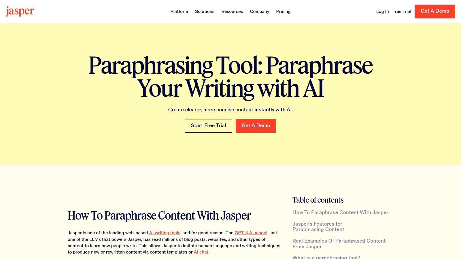 Jasper (Paraphrasing/Paragraph & Sentence Rewriters)