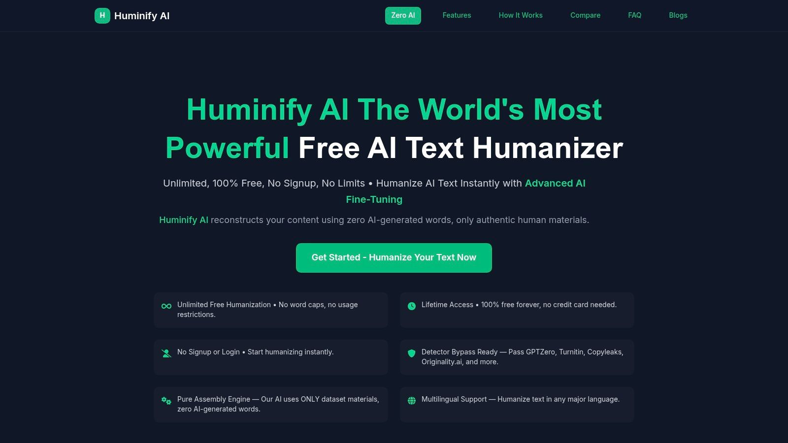 Huminify AI – Free, No-Sign-Up Humanizer