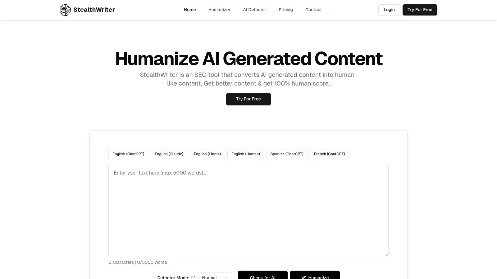 StealthWriter — Humanizer + Detector