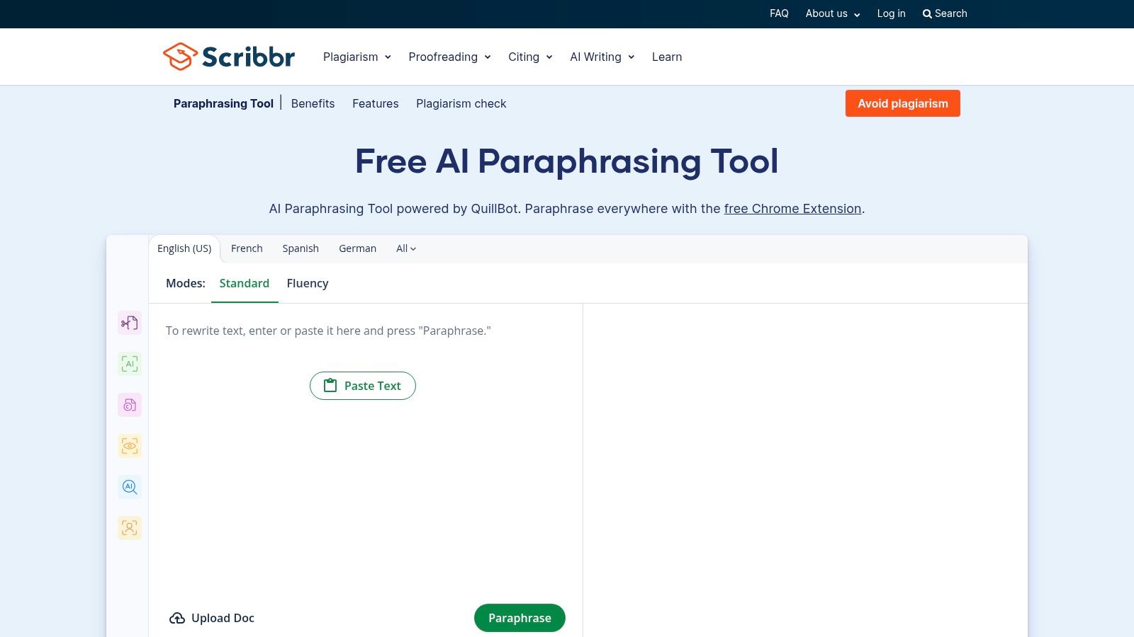 Scribbr (Free Paraphrasing Tool, powered by QuillBot)
