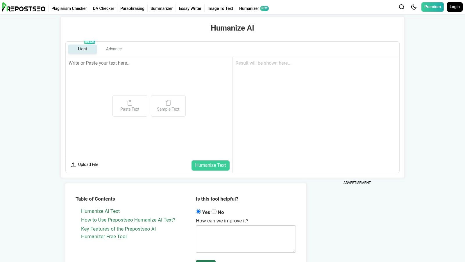 Prepostseo Humanize AI Text