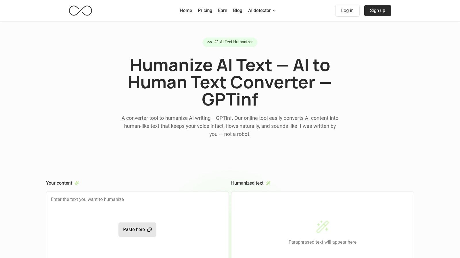 GPTinf — AI to Human Text Converter